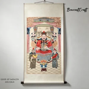 Hand-painted Gaomi Puhui Civil God of Wealth, symbol of wisdom and good fortune, by BenecustCraft.
