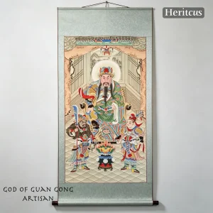 Hand-painted Gaomi Puhui Martial God of Wealth Guan Yu, symbol of protection and prosperity, by Heritage & Craft.