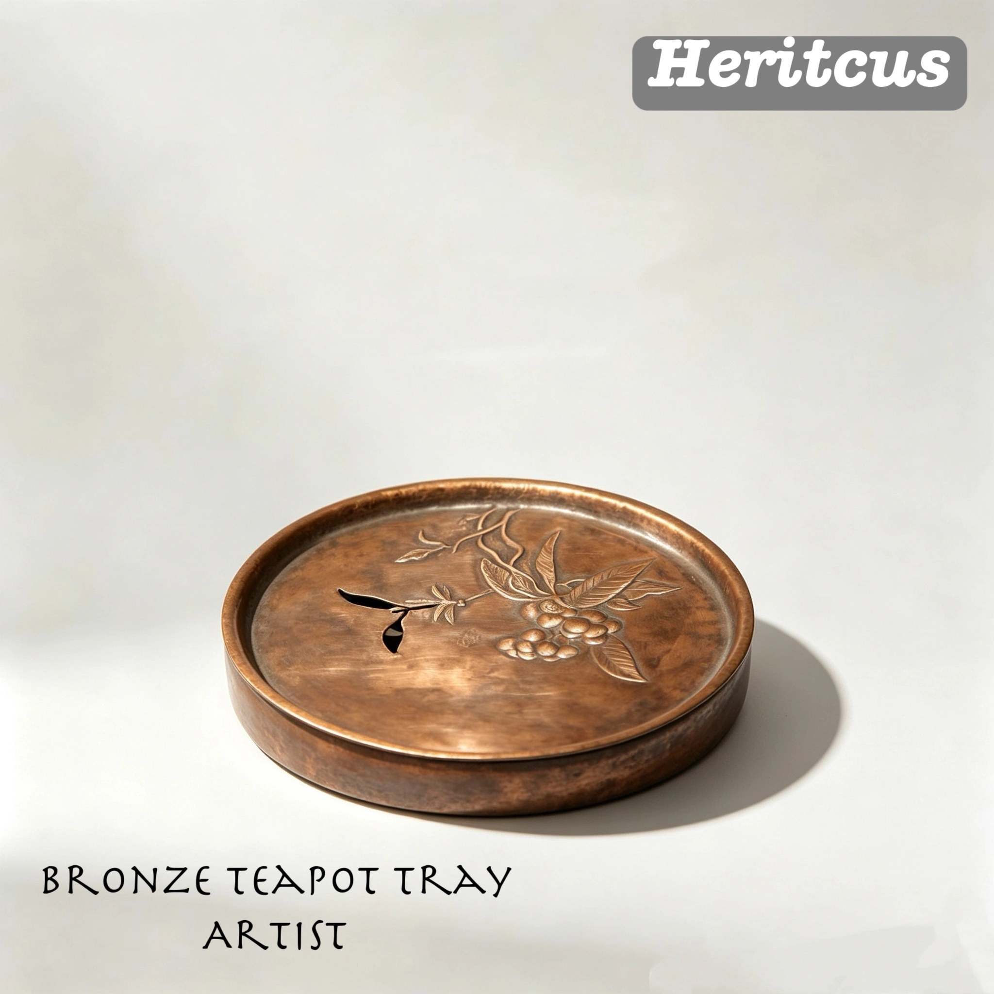 Hammered Copper Cup Holder with Engraved Motif or Inscription — Standard Size