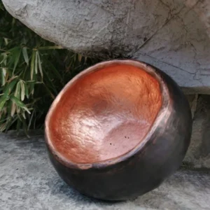 China tea set waste water bowl Jian Shui black oxide finish side view
