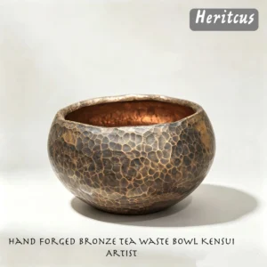 Chinese china tea set waste water bowl Jian Shui in hammered copper finish, by Heritage & Craft.